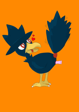 ambiguous_gender anal anal_penetration animal_genitalia avian_butt beak cloaca dildo feral genitals heart_symbol looking_back open_mouth orange_background penetration raised_tail red_eyes sex_toy simple_background solo tail tongue tongue_out unknown_artist nintendo pokemon avian bird corvid generation_2_pokemon murkrow oscine passerine pokemon_(species) absurd_res hi_res