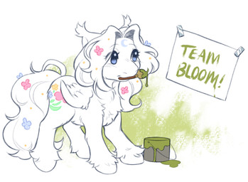 blue_eyes blue_flower blue_markings brush chest_tuft closed_smile crescent_moon_(marking) cutie_mark ear_tuft eyelashes eyelashes_through_hair facial_markings feathered_wings feathers female female_feral feral flower flower_in_mane flower_in_tail folded_wings fur hair happy head_markings hooves long_mane mane markings moon_(marking) mouth_closed no_pupils paint paint_bucket paintbrush paintbrush_in_mouth pink_flower plant sign simple_background smile solo standing tail tape text thin_eyebrows translucent translucent_hair tuft white_background white_body white_fur white_hooves white_mane white_tail white_wings wings cabysoft art_fight hasbro my_little_pony mythology fan_character moon_blossom equid equine mammal mythological_creature mythological_equine pegasus 2022 digital_drawing_(artwork) digital_media_(artwork) english_description english_text flat_colors