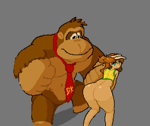 5_fingers anthro anus barely_visible_anus bent_over big_butt blue_eyes bottomless brown_body brown_fur brown_hair butt close-up clothed clothing duo featureless_crotch female female_on_anthro fingers fur green_clothing green_shirt green_tank_top green_topwear grey_background hair hat headgear headwear human_on_anthro interspecies male male/female male_on_human motion_lines necktie pink_clothing pink_hat pink_headwear red_necktie shirt simple_background smile tan_body tan_fur tan_skin tank_top thick_thighs topwear what yellow_clothing yellow_shirt yellow_tank_top yellow_topwear adriademon donkey_kong_(series) mario_bros nintendo donkey_kong_(character) princess_daisy ape gorilla haplorhine human mammal primate 2025 animated hi_res