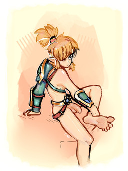 arm_armor balls belt blonde_hair clothed clothing feet flaccid foreskin genitals hair hair_over_eye humanoid_feet humanoid_genitalia humanoid_penis humanoid_pointy_ears male not_furry partially_clothed penis plantigrade pointy_ears ponytail shoulder_armor soles solo unretracted_foreskin xing1 nintendo tears_of_the_kingdom the_legend_of_zelda link humanoid hylian 3:4 absurd_res hi_res