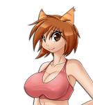 big_breasts breasts brown_eyes brown_hair clothed clothing crossgender ear_tuft female hair huge_breasts looking_at_viewer shirt simple_background skimpy solo topwear tuft white_background mastergodai nekonny caribbean_blue nchan_(caribbean_blue) nekonny_(fursona) animal_humanoid cat_humanoid domestic_cat felid felid_humanoid feline feline_humanoid felis humanoid mammal mammal_humanoid