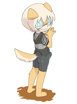 anthro barefoot biped blush bottomwear butt clothed clothing embarrassed erection erection_under_clothing feet high-angle_view hoodie kemono looking_at_viewer looking_back male pants rear_view shorts solo spandex spandex_shorts spiral spiral_eyes standing tenting tight_bottomwear tight_clothing tight_pants tight_shorts topwear young young_anthro young_male manmosu_marimo canid canine mammal character_request digital_media_(artwork)