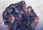 5_fingers abs biceps biped black_body bulge claws detailed_bulge duo fingers humanoid_hands long_tongue male male/male muscular muscular_humanoid muscular_male muscular_thighs pecs tongue triceps vein veiny_muscles dravexart marvel spider-man_(series) peter_parker spider-man_(character) venom_(marvel) human humanoid mammal symbiote 2021 colored hi_res
