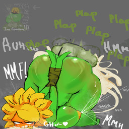 ambiguous_penetration areola arms_tied ass_up balls big_balls big_breasts big_butt big_penis black_eyes bodily_fluids bound breasts butt cum cum_from_mouth cum_in_mouth cum_inside disembodied_penis duo eyebrows female female_penetrated flower genital_fluids genitals huge_balls huge_penis lactating male male/female male_penetrating male_penetrating_female moan nipples not_furry nude orange_areola orange_face orange_nipples orange_tongue penetration penis petal_hair petals plant sex solo_focus sweat sweaty_butt text tongue yellow_petals qwpeowqpe electronic_arts plants_vs._zombies plants_vs._zombies_heroes popcap_games solar_flare_(pvz) elemental_creature flora_fauna flower_creature humanoid sunflower_(pvz) 1:1 english_text hi_res