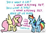 blue_body dialogue duo female feral hair multicolored_hair multicolored_tail pink_hair rainbow_hair rainbow_tail tail text wings yellow_body julunis14 friendship_is_magic hasbro my_little_pony mythology fluttershy_(mlp) rainbow_dash_(mlp) equid equine mammal mythological_creature mythological_equine pegasus absurd_res english_text hi_res