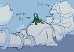 belly big_belly blush clothing eyewear fur hoodie monocle sitting_on_belly size_difference topwear white_body white_fur frostidragon nintendo pokemon bovid caprine generation_5_pokemon goat legendary_pokemon mammal pokemon_(species) reshiram hi_res