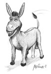 balls big_penis feral genitals humanoid_genitalia humanoid_penis male penis smile solo alexdrawsx dreamworks shrek_(series) donkey_(shrek) asinus donkey equid equine mammal monochrome signature traditional_media_(artwork)