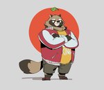 anthro bottomwear brown_body brown_fur clothing fur leaf male overweight overweight_anthro overweight_male shirt shorts simple_background solo topwear cyanroll kuon_(cyanroll) canid canine mammal raccoon_dog tanuki 2021