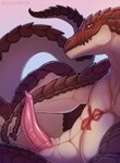 animal_genitalia anthro big_penis erection genital_slit genitals looking_at_viewer male penis scales selfie side_view solo tail tapering_penis tattoo tribal tribal_tattoo vein qwertydragon overlord_(series) zaryusu_shasha lizard lizardman lizardman_(overlord) reptile scalie absurd_res hi_res smaller_version_at_source