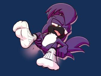 aroused blush chest_fur feathers feet fur legs_up lying male on_back pecs purple_body purple_fur sock_fetish solo spread_legs spreading tail tail_feathers tongue tongue_out yellow_eyes xxkenthewolfxx sega sonic_the_hedgehog_(series) fan_character avian absurd_res alpha_channel hi_res