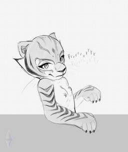 anthro breasts female fur looking_at_viewer master nipples purring small_breasts smile solo stripes kadeki dreamworks kung_fu_panda master_tigress felid mammal pantherine tiger