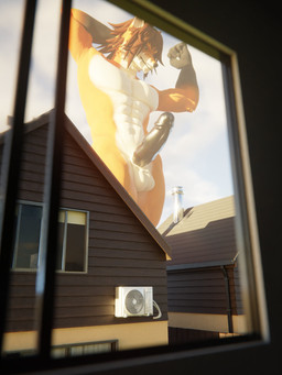 anthro balls big_muscles big_penis building erection flexing genitals house low-angle_view macro male muscular muscular_male nude penis sky solo vein veiny_penis rileyfoxxo wolf_(petruz) canid canine fox mammal 3:4 3d_(artwork) absurd_res digital_media_(artwork) hi_res