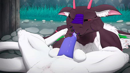 4_fingers balls belly black_lips bodily_fluids bulge butt claws curved_horn curved_tail dominant dominant_male drooling duo ejaculation erection eyebrows feet fellatio feral finger_claws fingers first_person_view fur genitals grass hair handjob horn lips looking_at_another looking_at_genitalia looking_at_partner male male/male male_penetrated male_penetrating male_penetrating_male male_pov mane multicolored_body multicolored_fur multicolored_hair multicolored_mane nature nature_background nude oral oral_penetration paws penetrating_pov penetration penile penile_penetration penis plant quadruped raining raised_tail saliva saliva_on_penis seductive sex shallow_penetration smooth_horn tail toe_claws toes tree tuft white_body white_skin manfromearth mythology dragon mammal mythological_creature mythological_scalie scalie 2022 animated colored widescreen