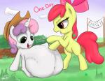 duo female feral horn vore young young_feral augustbebel friendship_is_magic hasbro my_little_pony mythology apple_bloom_(mlp) sweetie_belle_(mlp) earth_pony equid equine horse mammal mythological_creature mythological_equine pony unicorn animated short_playtime