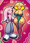 anthro big_breasts breasts duo female male male/female nipples unknown_artist unknown_artist_signature brall_(pinkshonen) qper_(pinkshonen) cobra lagomorph leporid mammal rabbit reptile scalie snake hi_res signature