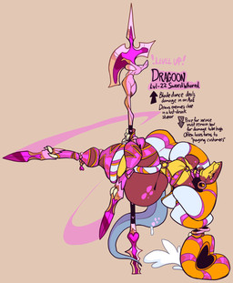 anthro biped blade breasts clothed clothing dancing eyelashes eyes_closed female halberd holding_object holding_weapon melee_weapon multicolored_body non-mammal_breasts pole pole_dancing polearm simple_background skimpy small_breasts solo text thick_thighs weapon wide_hips jinti dragoon_(lizardman4prez) scalie hi_res