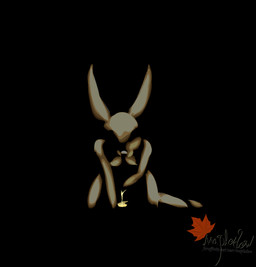 anthro biped black_background bodily_fluids breasts female genital_fluids kneeling peeing simple_background solo urine mapledew lagomorph leporid mammal rabbit 2015 signature watermark