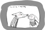 2016 anthro blush canid canine clothing comic disney dravening duo electronics eyes_closed female fox fur greyscale imminent_kiss judy_hopps lagomorph leporid male mammal monitor monochrome necktie nick_wilde police rabbit red_fox simple_background sketch spot_color timestamp true_fox uniform white_background zootopia