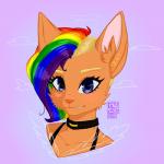 anthro blue_eyes choker clothed clothing collar ear_piercing female fur hair jewelry lgbt_pride looking_at_viewer multicolored_hair necklace piercing pride_color_hair pride_colors rainbow rainbow_hair rainbow_pride_colors simple_background six-stripe_rainbow_pride_colors smile solo sparklefur samthelynx_(artist) mia_dyke_(character) wolky canid canine canis domestic_cat felid feline felis mammal wolf 1:1 2018 digital_media_(artwork) hi_res