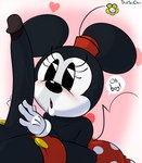 2023 anthro big_breasts breasts clothing davidsanchan disney duo faceless_character faceless_male female genitals gloves handwear heart_symbol hi_res huge_breasts male mammal mickey_mouse minnie_mouse mouse murid murine open_mouth penis rodent simple_background