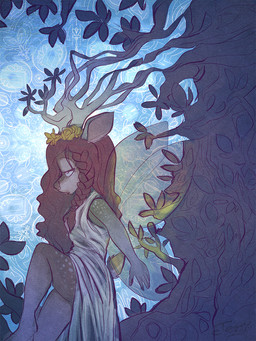 anthro antlers art_nouveau brain branch brown_body brown_fur brown_hair clothed clothing dress female fur hair horn insect_wings leaf organs plant solo tan_body tan_fur tree wings wood conditional_dnp jonas willow_(jonas) deer fairy mammal 2019 3:4 hi_res