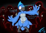 anthro areola beak blush breasts embarrassed feathers female female_focus genitals group hair humiliation navel nipples non-mammal_breasts nude public public_humiliation pussy slightly_chubby solo_focus voyeur wings fionthebunny julia_autio avian bird 2018 digital_media_(artwork)