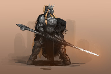 anthro armor blonde_hair blue_eyes braided_hair female full_armor hair headgear helmet horn horned_helmet lance long_hair melee_weapon polearm shield solo weapon white_body keeltheequine equid equine horse mammal 2019 3:2