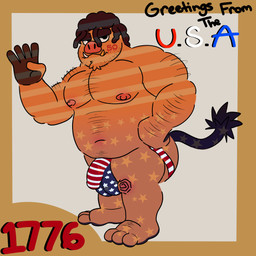 3_toes 5_fingers american_flag american_flag_clothing american_flag_underwear anthro arm_hair body_hair clothed clothing facial_hair feet fingers gold_(metal) gold_tooth greeting_card hairy holidays jockstrap jockstrap_only kinky_hair looking_at_viewer male overweight overweight_anthro overweight_male pecs slightly_chubby slightly_chubby_male solo spiral_pattern tail toes topless tusks two_tone_feet two_tone_hands underwear underwear_only united_states_of_america baconatordeluxe 4th_of_july nintendo pokemon baconator_(character) emboar generation_5_pokemon mammal pokemon_(species) suid suine sus_(pig) wild_boar 1:1 absurd_res hi_res