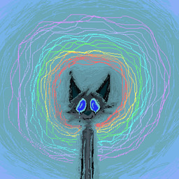 anthro blue_body blue_eyes blue_fur bodily_fluids crying fangs fur male smile solo tears teeth demensa emil_(demensa) canid canine canis coyote domestic_dog mammal 1:1 2025 colorful_theme digital_media_(artwork) half-length_portrait hi_res pixel_(artwork) portrait