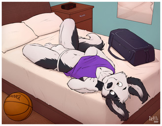 adolescent anthro bag basketball bed bulge cellphone clock clothing detailed_bulge electronics furniture genital_outline inside jockstrap lying lying_on_bed male on_bed phone pillow sheath_outline shirt shota smartphone solo tank_top topwear underwear young young_anthro young_male iztli jesse_collins border_collie canid canine canis collie domestic_dog herding_dog mammal pastoral_dog sheepdog 2020 digital_media_(artwork) hi_res shaded signature