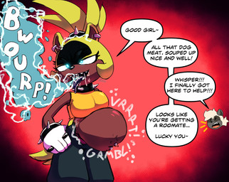 abdominal_bulge anthro belly big_belly bodily_fluids burping dialogue digested digestion digestion_noises drooling duo fatal_vore female female_anthro good_girl navel navel_piercing oral_vore piercing saliva same_size_vore speech_bubble text tongue tongue_out vore tascom idw_publishing sega sonic_the_hedgehog_(comics) sonic_the_hedgehog_(idw) sonic_the_hedgehog_(series) surge_the_tenrec tangle_the_lemur whisper_the_wolf afrosoricid lemur mammal primate ring-tailed_lemur strepsirrhine tenrec english_text hi_res