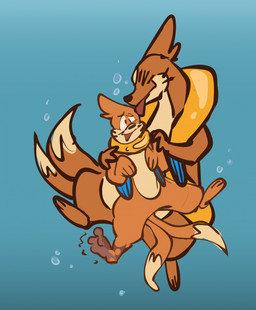 ambiguous_gender black_body black_fur bubble duo elbow_fin eyes_closed featureless_crotch feral flotation_sac forked_tail fur fur_growth growth licking licking_another markings mid_transformation nude orange_body orange_fur tail tan_body tan_fur tongue transformation underwater unusual_anatomy unusual_tail water whisker_markings kadvok nintendo pokemon buizel floatzel generation_4_pokemon human mammal mustelid otter pokemon_(species) hi_res