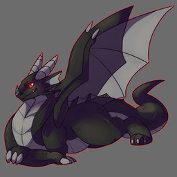 black_body claws grey_body horn looking_at_viewer lying male multicolored_body quadruped red_eyes smile smiling_at_viewer smirk smirking_at_viewer solo wings malice-risu negadrake scalie 1:1 2020