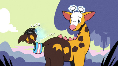 after_transformation antlers astral_projection beanie blush clothing eyelashes gender_play gender_transformation hat headgear headwear horn identity_change implied_transformation lgbt_pride living_tail looking_away pride_colors psychic_powers tail tail_head transformation transgender_pride_colors unusual_anatomy unusual_tail trevor-fox nintendo pokemon kyp_(character) trevor-fox_(character) generation_2_pokemon girafarig pokemon_(species) hi_res nonbinary_(lore)