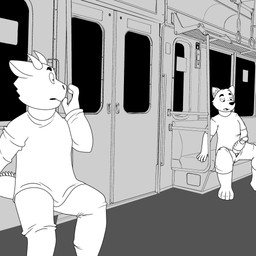 adolescent anthro balls being_watched clothed clothing duo exposure_to_minor genitals humanoid_genitalia humanoid_penis looking_at_another male male/male masturbation penis public public_exposure public_masturbation public_nudity public_transportation surprised tail train vehicle young forrest_(artist) mythology dragon mammal mythological_creature mythological_scalie scalie 1:1 absurd_res greyscale hi_res monochrome
