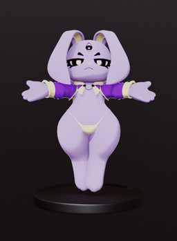 3_eyes 4_fingers :< anthro black_background black_eyebrows butt cheek_tuft clothing eyebrows eyelashes facial_tuft female female_anthro fingers floppy_ears fur multi_eye narrowed_eyes pupils purple_body purple_butt purple_clothing purple_ears purple_fur purple_tail purple_topwear purple_tuft scut_tail short_tail simple_background small_nose solo spread_arms tail tan_clothing tan_inner_ear tan_nose tan_thong tan_underwear thong topwear tuft underwear white_pupils kekitopu gem_(kekitopu) lagomorph leporid mammal rabbit 3d_(artwork) animated digital_media_(artwork) turntable_(animation)