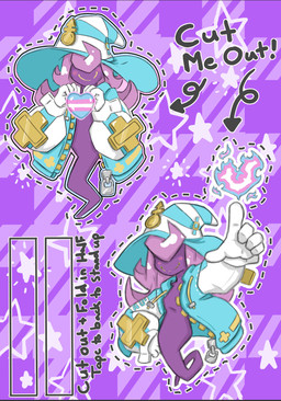 androgyne_symbol blush clothing cosplay crossover_cosplay elemental_manipulation female fire fire_manipulation gender_symbol gesture gloves hair handwear hat headgear headwear heart_gesture heart_symbol jacket legless lgbt_pride lips long_hair not_furry pink_hair pride_colors purple_background purple_body purple_skin simple_background solo star symbol text topwear transgender_pride_colors witch_hat yellow_lips inkwitch arc_system_works guilty_gear guilty_gear_strive mario_bros nintendo paper_mario paper_mario:_the_thousand_year_door bridget_(guilty_gear) vivian_(mario) humanoid shadow_creature shadow_siren crossover english_text hi_res trans_(lore) trans_woman_(lore)