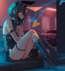 alternative_fashion armwear black_clothing black_footwear black_gloves black_hair black_handwear black_high_heels blush boots breasts can car cigarette clothing container fake_ears fake_rabbit_ears female fishnet_armwear fishnet_clothing footwear furgonomic_piercing furgonomics gloves goth hair hand_on_chin handwear high_heeled_boots high_heels holding_cigarette holding_object horn looking_at_viewer mask monster_energy_can motor_vehicle not_furry occult_symbol pentagram piercing shoes sitting small_breasts solo spade_tail streetwear symbol tail tail_piercing techwear vehicle yellow_eyes ehrrr monster_energy misery-chan demon demon_humanoid horned_humanoid humanoid imp 2023 absurd_res dark_theme digital_media_(artwork) digital_painting_(artwork) hi_res painting_(artwork) warm_colors