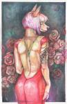 anthro butt clothed clothing colored_nails dress eyes_closed female flower green_nails hair nails pink_hair plant red_clothing red_dress rose_(flower) smile solo standing tattoo fralea jacqueline_(darkokavinsky) canid canine canis domestic_dog mammal 2018 hi_res painting_(artwork) traditional_media_(artwork) traditional_painting_(artwork) traditional_watercolor_(artwork) watercolor_(artwork)