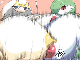antennae_(anatomy) anthro areola big_breasts blue_pupils breast_play breast_squish breasts breasts_frottage collaborative collaborative_sex collaborative_titfuck exclamation_point female group hand_on_breast huge_breasts hyper hyper_breasts male motion_lines nipples nude open_mouth pink_areola pink_nipples pupils purple_eyes question_mark red_areola red_eyes red_nipples sex simple_background smile squish tan_background titfuck trio white_body yellow_areola yellow_nipples norio_(pheromosa_times) nintendo pokemon gardevoir generation_3_pokemon generation_7_pokemon humanoid pheromosa pokemon_(species) ultra_beast 4:3 digital_media_(artwork) shaded