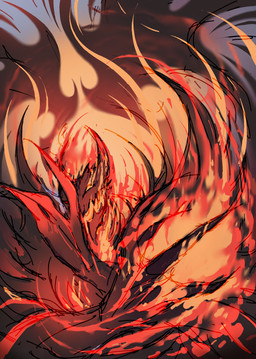4_fingers claws elemental_manipulation feet fingers fire fire_manipulation flaming_wings magic male not_furry pose sky smile solo toes unusual_anatomy unusual_wings wings popisya dota valve nevermore_the_shadow_fiend demon elemental_creature monster monstrous_demon 2024 absurd_res hi_res portrait warm_colors