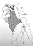 anatomically_correct anatomically_correct_genitalia anatomically_correct_penis animal_genitalia animal_penis anthro anus backsack balls biped blush bodily_fluids bottomless bottomless_anthro bottomless_male butt clothed clothing cotton_tail cum cum_in_ass cum_inside eyewear eyewear_on_head fingerless_gloves gaping gaping_anus genital_fluids genitals gloves goggles goggles_on_head handwear jacket lagomorph_penis leaking_cum male male_anthro open_clothing open_jacket open_topwear penis presenting presenting_anus presenting_hindquarters sleeveless_jacket small_penis solo standing text topwear kurimo_jinguy summer_wars king_kazma lagomorph leporid mammal rabbit absurd_res black_and_white digital_media_(artwork) hi_res japanese_text monochrome sketch