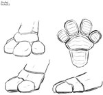 4_toes feet machine padded_soles padded_toes pawpads solo toes bigshow ambiguous_species digital_media_(artwork) hi_res monochrome