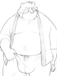 anthro belly big_belly bulge clothing humanoid_hands kemono male moobs navel overweight overweight_male simple_background solo underwear magumataishi canid canine mammal raccoon_dog tanuki 2013 3:4 sketch