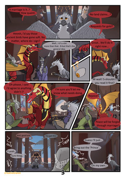 armor backpack church clothed clothed_feral clothing detailed_background dialogue female feral group headgear helmet horn jewelry male necklace open_mouth parchment queen royalty scared scroll speech_bubble tail teeth text wings creativeclaws mythology avian dragon gryphon mythological_avian mythological_creature mythological_scalie scalie 3d_(artwork) absurd_res comic digital_media_(artwork) english_text hi_res signature