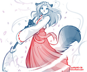 5_fingers anthro asian_clothing bottomwear breasts broom cleaning_tool clothed clothed_anthro clothed_female clothing east_asian_clothing female fingers fully_clothed fully_clothed_anthro fully_clothed_female fur hair hakama holding_broom holding_cleaning_tool holding_object japanese_clothing looking_at_viewer shrine_maiden simple_background smile solo sweeping tail topwear white_background conditional_dnp tom_fischbach twokinds laura_(twokinds) canid canine fox keidran mammal 2025 digital_media_(artwork) hi_res monochrome sketch spot_color