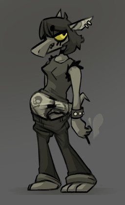anthro bracelet cigarette clean_diaper clothed clothing diaper ear_piercing ear_ring exposed_diaper female jewelry piercing print_diaper ring_piercing sagging_pants skull_and_crossbones smoke solo spiked_bracelet spikes standing teeth torn_clothing wearing_diaper indigoanonymous unknown_species