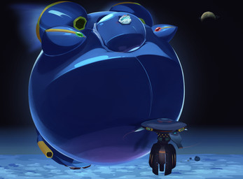 belly big_belly glistening glistening_body huge_belly hyper hyper_belly hyper_inflation inflation poking_belly space spacecraft vehicle areoants einhander 2025 absurd_res hi_res