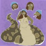 anthro apode areola beanie belly breasts clothing eyewear featureless_crotch female glasses hair hat headgear headwear legless navel nipples non-mammal_breasts non-mammal_nipples nude overweight overweight_anthro overweight_female serpentine simple_background solo tail ruthredmane draconcopode naga reptile scalie snake 1:1 hi_res