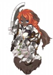 anthro armor blue_eyes boots clothing female footwear hair kemono long_hair melee_weapon open_mouth red_hair shoes solo sword weapon havemoon canid canine canis domestic_dog mammal